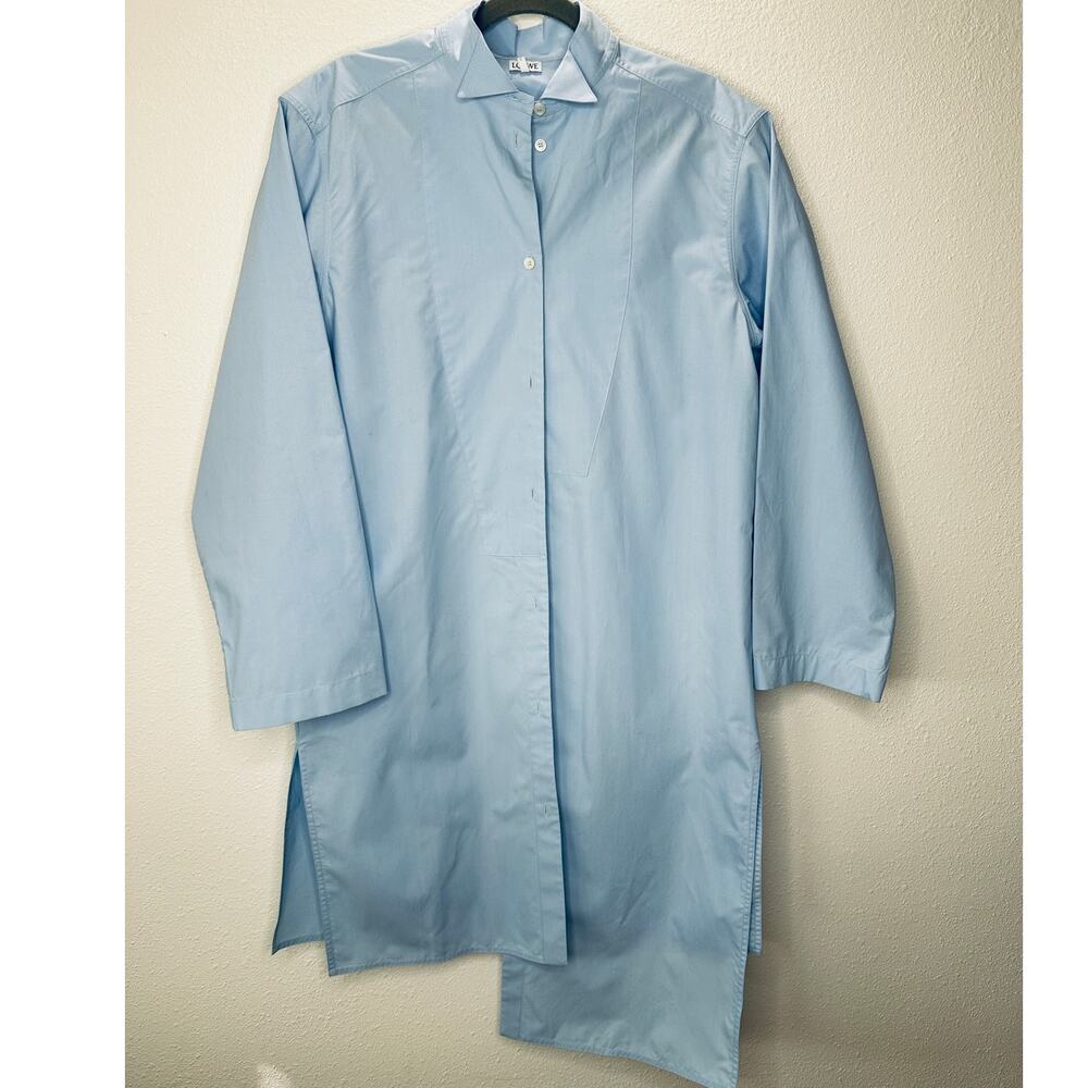 Loewe Light Blue Front Button Split Side Asymmetr… - image 1